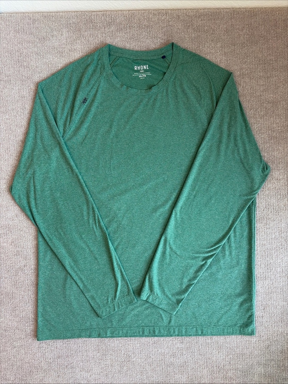 Rhone Reign Men’s XXL Long Sleeve Training Shirt Heathered Green